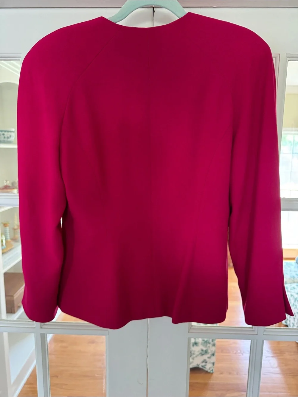 Dior Women's Magenta Pink Asymmetrical-Neck Button Jacket